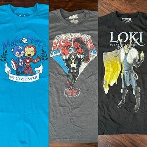 Three! Unisex brand new marvel comics tees
